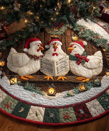 Rustic Farmhouse Christmas Tree Skirt - Handmade Holiday Gathering Skirt, Custom Sizes & Personalized Embroidery, Ready To Order
