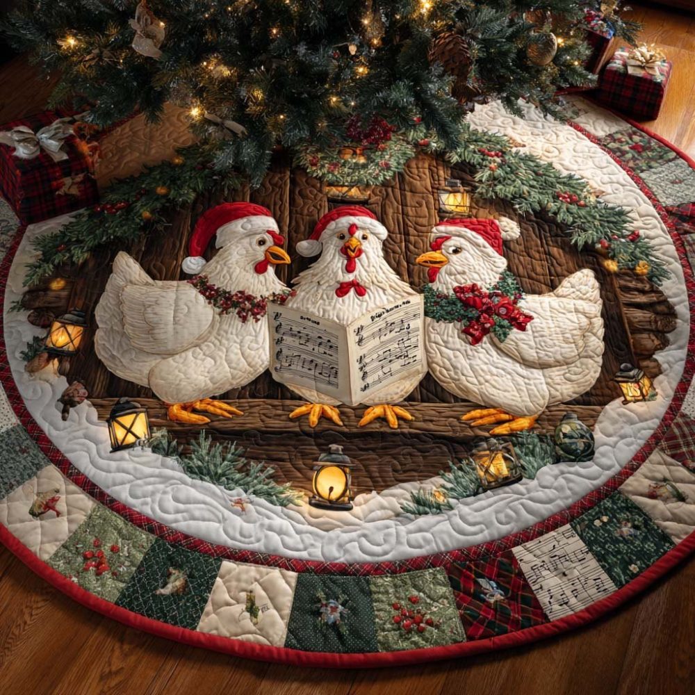Rustic Farmhouse Christmas Tree Skirt - Handmade Holiday Gathering Skirt, Custom Sizes & Personalized Embroidery, Ready To Order