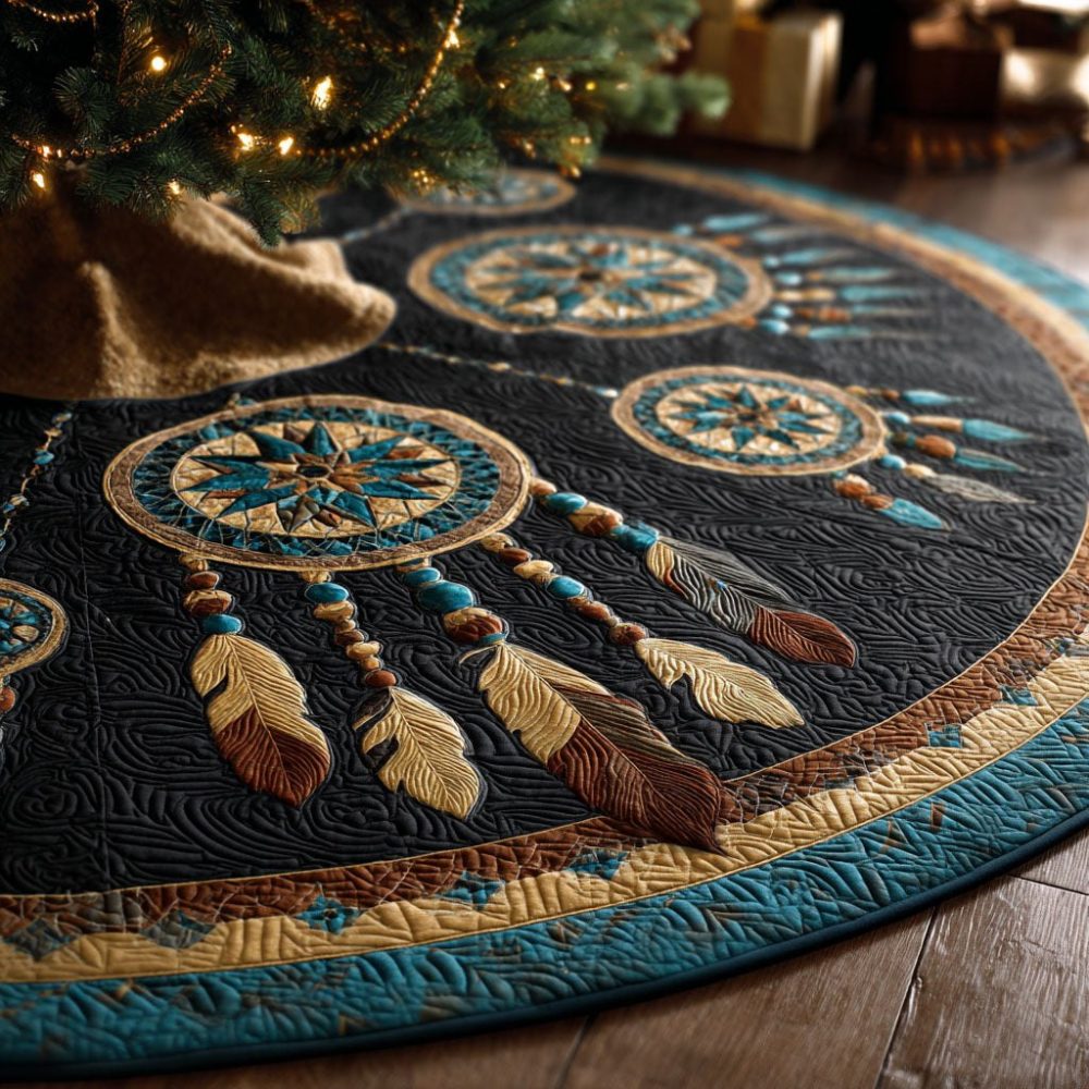 Feather Harmony Holiday Tree Skirt — Handcrafted Bird-Themed Christmas Skirt, Customizable Colors & Sizes, Elegant Finish
