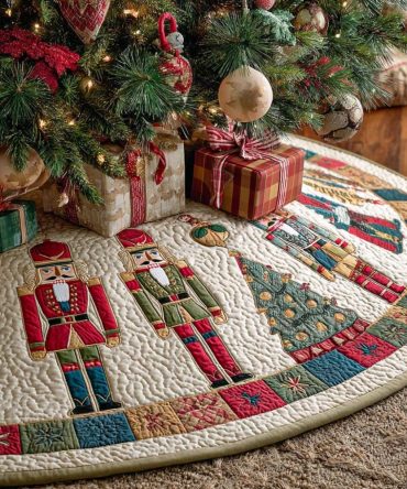 Handcrafted Festive Cheer Holiday Tree Skirt — Custom Luxury Velvet Christmas Tree Collar For Cozy Seasonal Decor