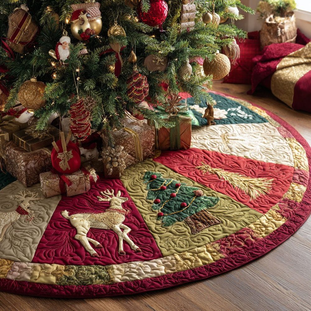 Festive Cheerland Christmas Tree Skirt — Made-To-Order Joyful Holiday Tree Collar, Bright Seasonal Design, Soft Fabric & Customizable