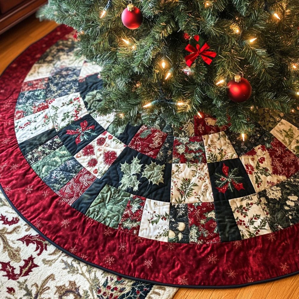 Luxury Festive Elegance Christmas Tree Skirt — Handmade Holiday Tree Collar With Classic Design, Plush Velvet, Custom Sizes & Colors