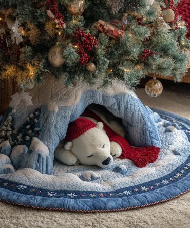 Forest Bear Holiday Tree Skirt — Custom Woodland Christmas Skirt With Bear Motifs, Premium Fabric, Cozy Rustic Decor