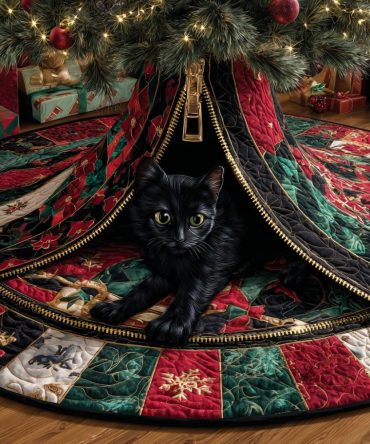 Custom Cozy Hideaway Christmas Tree Skirt — Handmade Holiday Tree Skirt, Premium Cotton Blend, Perfect Seasonal Décor