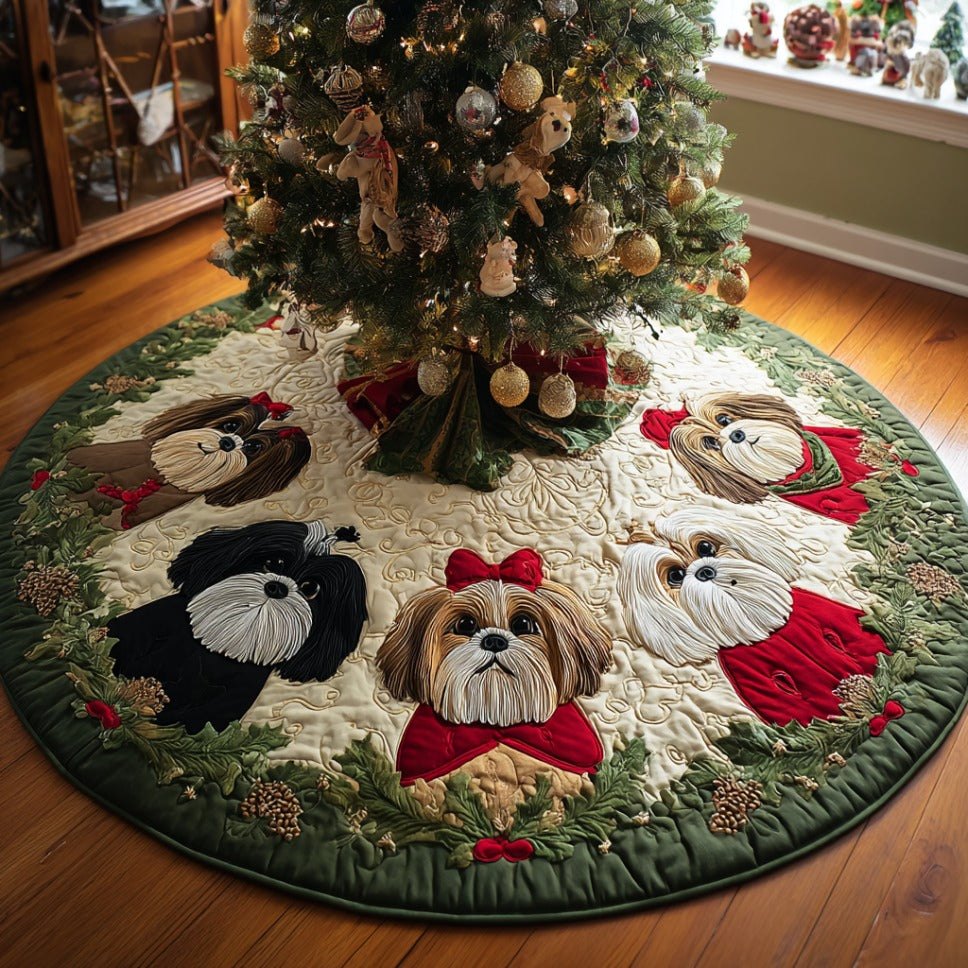 Personalized Shih Tzu Christmas Tree Skirt — Handmade Breed-Specific Holiday Skirt, Custom Name Option, Premium Felt, Made-To-Order