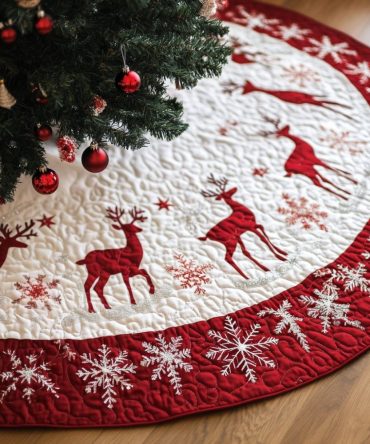 Fireside Fables Holiday Tree Skirt — Storybook-Inspired Made-To-Order Christmas Skirt For Charming Seasonal Displays