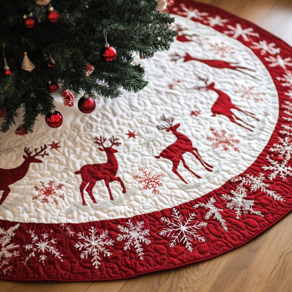 Fireside Fables Holiday Tree Skirt — Storybook-Inspired Made-To-Order Christmas Skirt For Charming Seasonal Displays