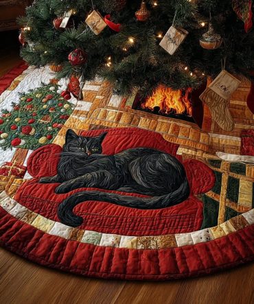 Fireside Gaze Christmas Tree Skirt — Made-To-Order Warm & Cozy Holiday Skirt For Intimate, Hearthside Seasonal Styling