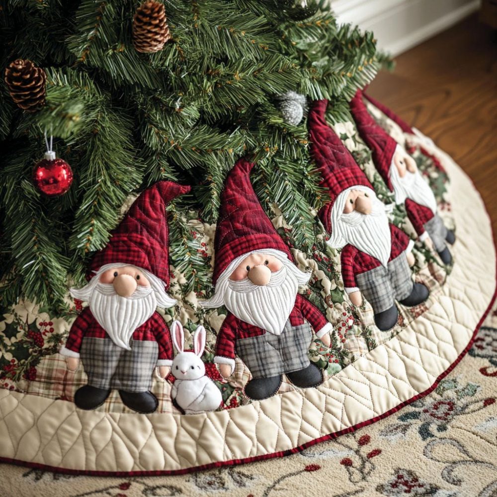 Flannel Frosties Christmas Tree Skirt – Cozy Plaid & Snowflake Design, Rustic Cabin Holiday Charm, Soft Flannel Backing, Custom Sizes, Handmade
