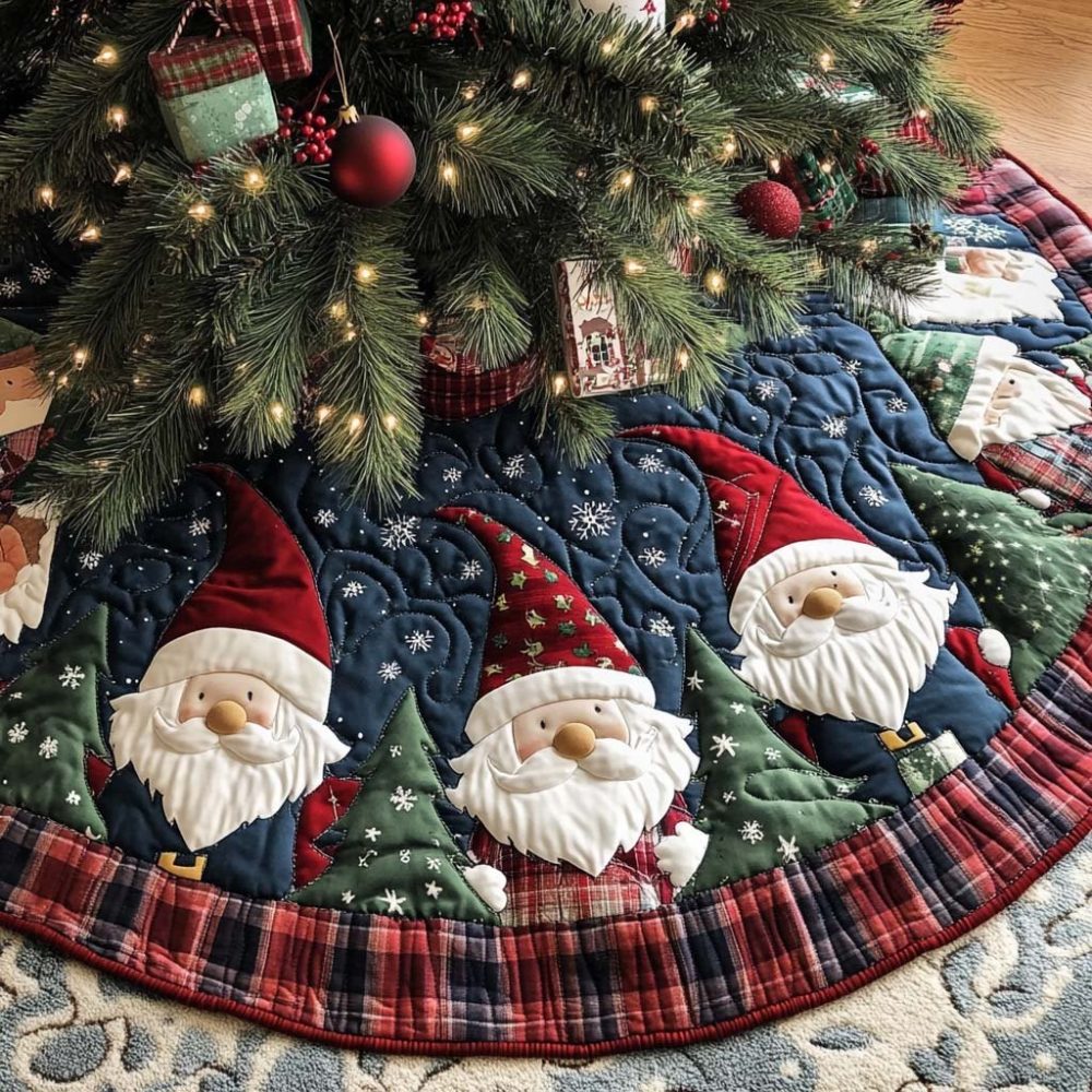 Handcrafted Forest Helper Christmas Tree Skirt – Playful Woodland Elf & Critter Scene, Durable Felt, Personalized Name Option, Gift-Ready