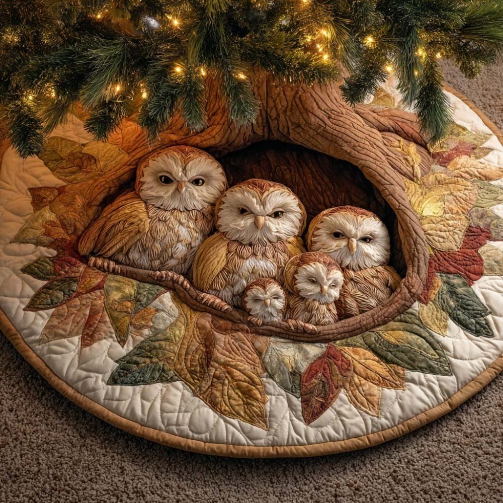 Forest Keepers Christmas Tree Skirt — Wildlife Guardian Motif Tree Skirt, Rustic Lodge Holiday Décor, Handmade & Made-To-Order