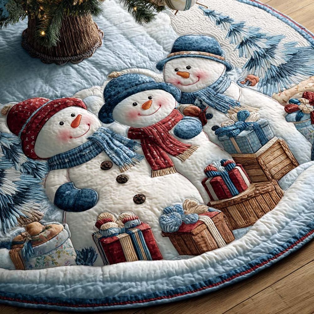 Forest Winter Snow Tree Skirt — Snow-Covered Pine Forest Christmas Tree Skirt, Cozy Holiday Textile, Handmade Made-To-Order