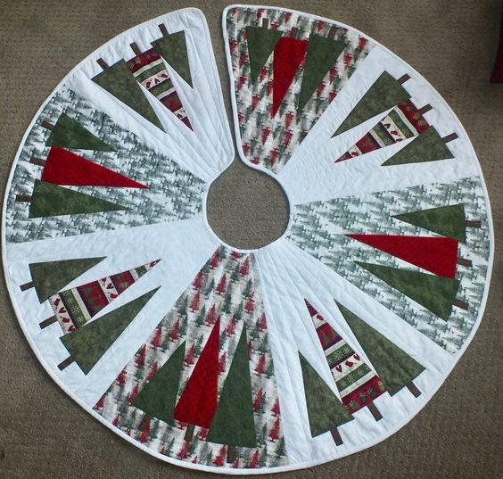 Forest Serenade Christmas Tree Skirt – Elegant Bird & Branch Motif With Subtle Metallic Threading, Plush Velvet Underside, Custom Sizes, Handmade