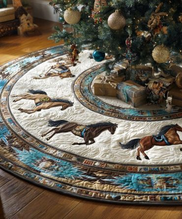 Free Range Spirit Holiday Tree Skirt — Rustic Custom Christmas Tree Skirt, Handmade & Made To Order For Nature-Inspired Decor