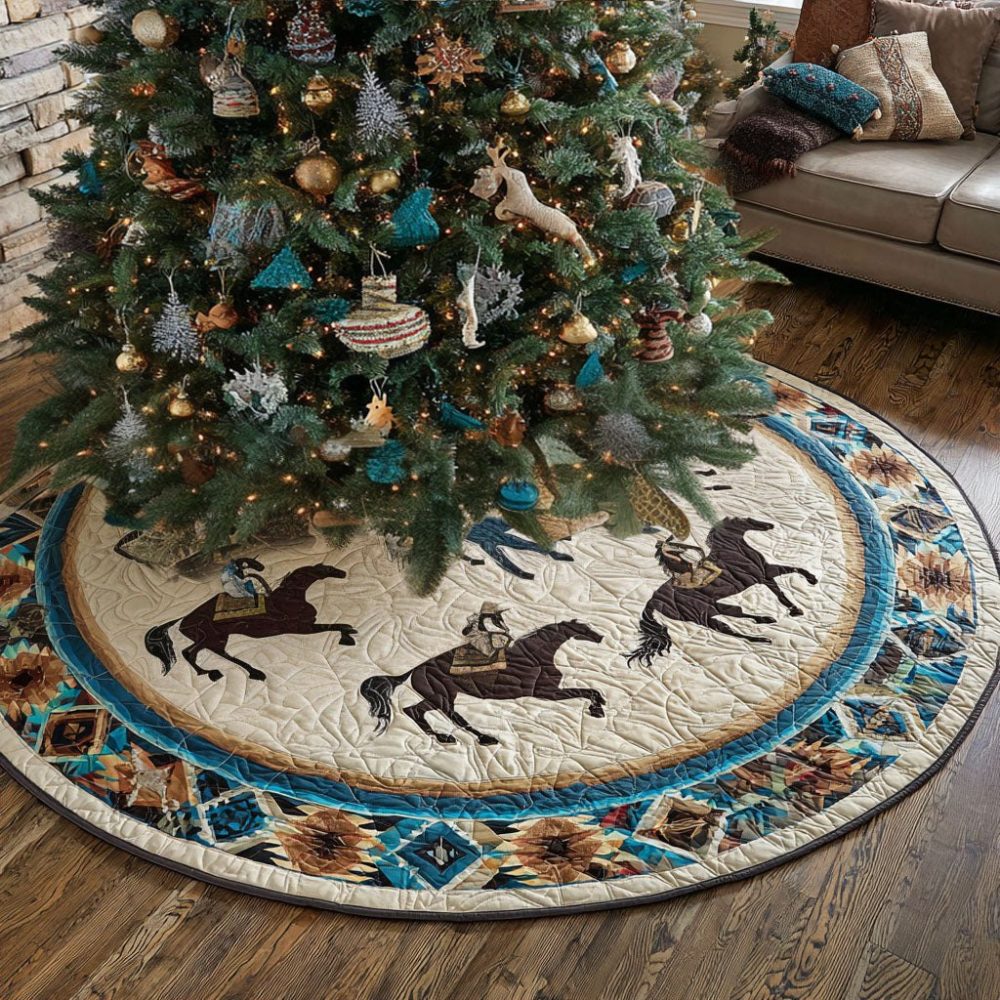Freedom Run Patriotic Christmas Tree Skirt — Custom Red White Blue Holiday Tree Skirt, Made To Order, Perfect For Festive Homes