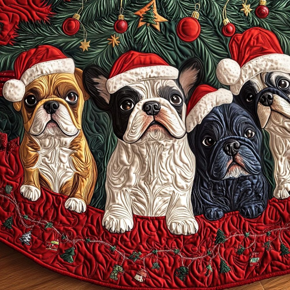 Custom Frenchie Charm Tree Skirt — Personalized Christmas Tree Skirt For French Bulldog Fans, Handcrafted & Made To Order