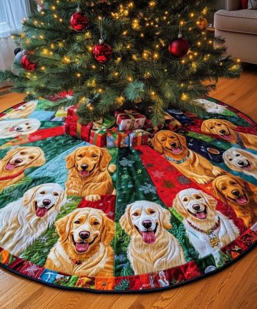 Friendly Fetch Personalized Tree Skirt — Playful Dog Fetch Design On Plush, Made-To-Order Christmas Accent For Pet Owners