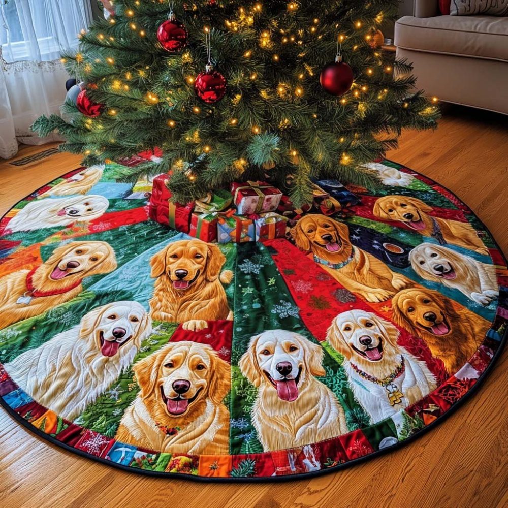 Friendly Fetch Personalized Tree Skirt — Playful Dog Fetch Design On Plush, Made-To-Order Christmas Accent For Pet Owners