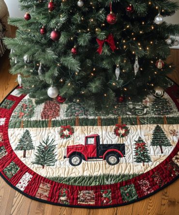 Frostbite Lane Custom Holiday Tree Skirt — Icy Winter Scene On Plush Backing, Personalized Sizes & Cozy Faux Fur Edge