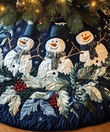 Handcrafted Frosted Cheer Holiday Tree Skirt — Custom Bright & Festive Christmas Tree Skirt For Holiday Joy And Gift Display