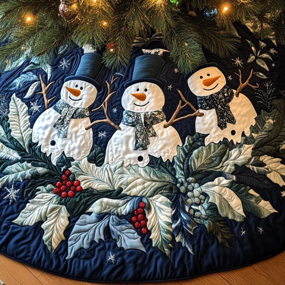 Handcrafted Frosted Cheer Holiday Tree Skirt — Custom Bright & Festive Christmas Tree Skirt For Holiday Joy And Gift Display