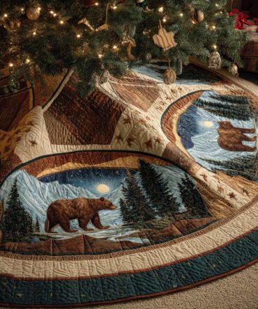 Frosted Valley Winter Tree Skirt — Snowy Valley Landscape Christmas Tree Skirt, Soft Winter Fabric, Handmade & Made-To-Order