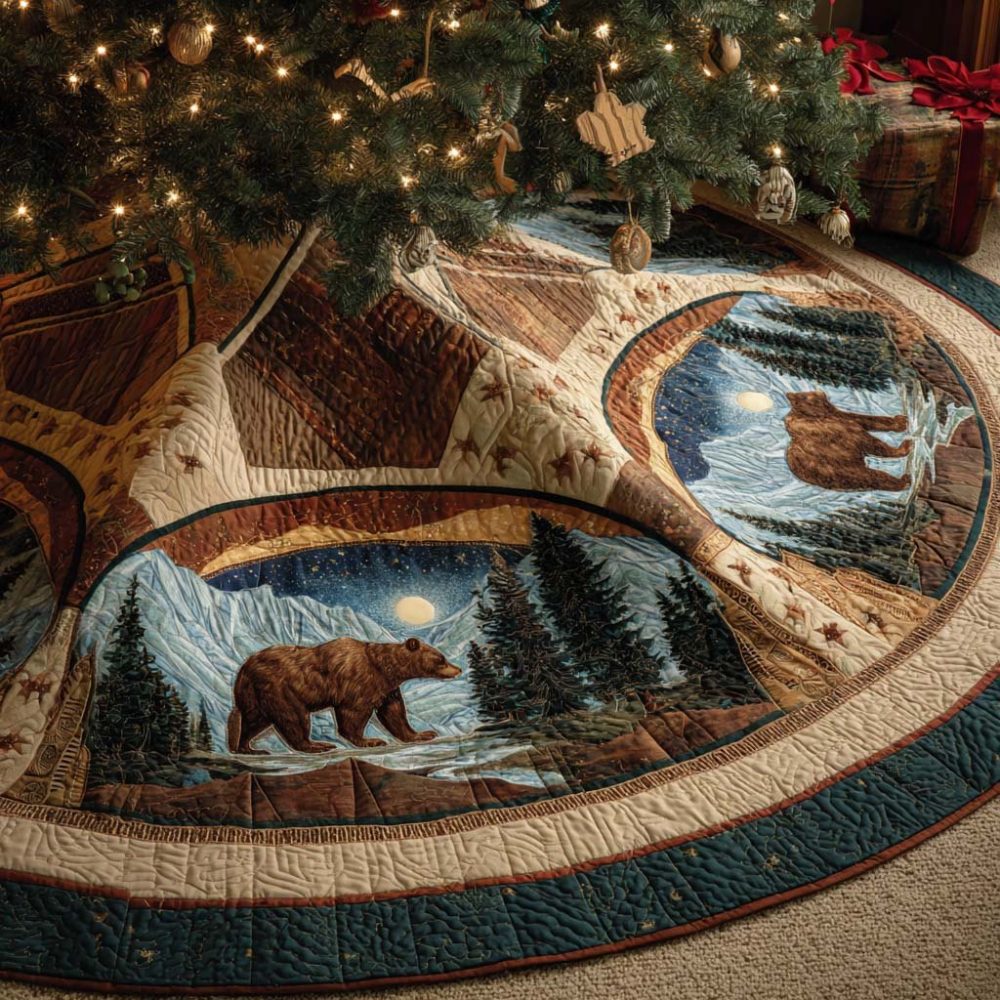 Frosted Valley Winter Tree Skirt — Snowy Valley Landscape Christmas Tree Skirt, Soft Winter Fabric, Handmade & Made-To-Order