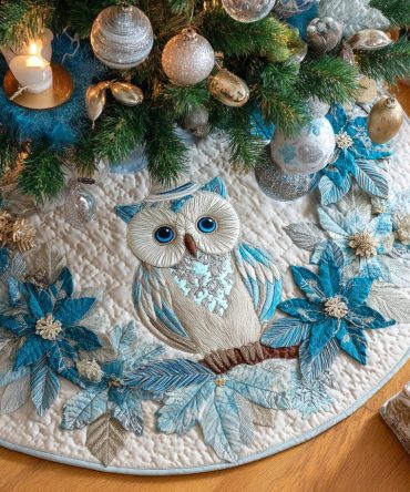 Handmade Frosted Wisdom Holiday Tree Skirt — Elegant Custom Christmas Tree Skirt For Classic & Modern Seasonal Decor