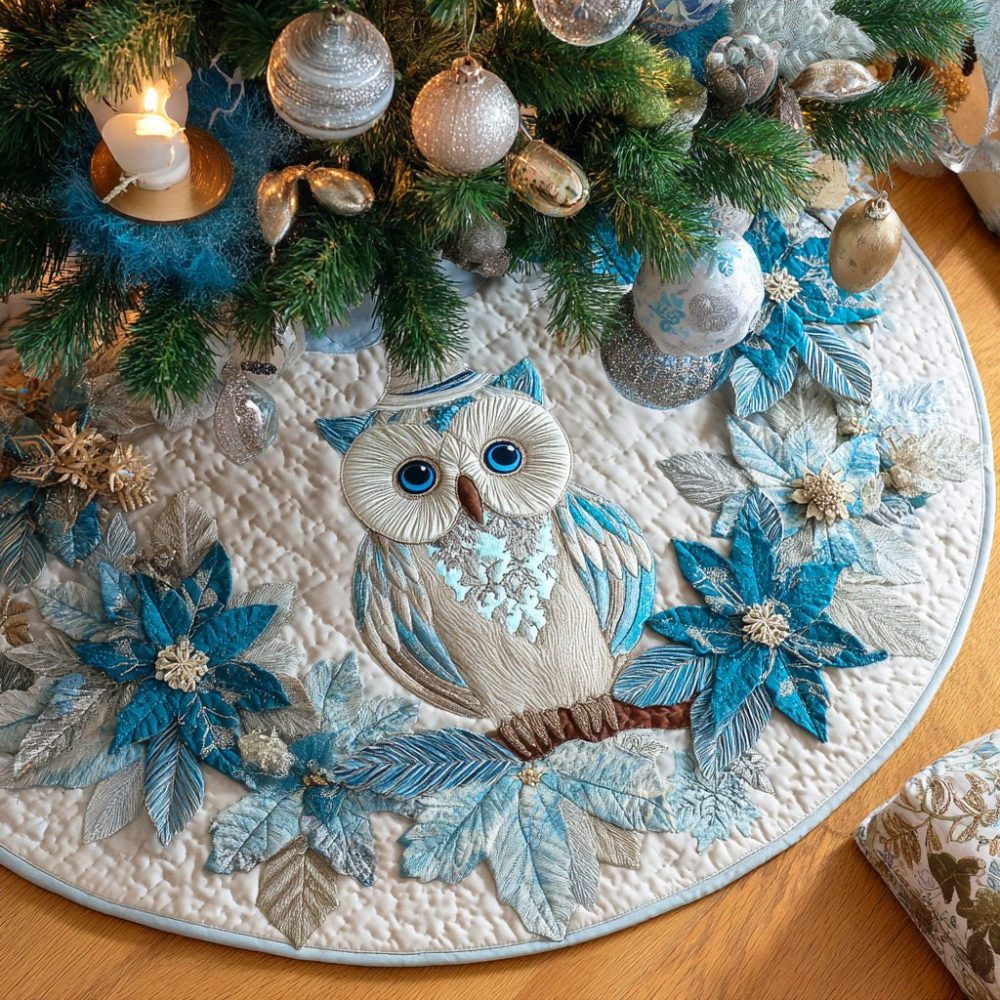 Handmade Frosted Wisdom Holiday Tree Skirt — Elegant Custom Christmas Tree Skirt For Classic & Modern Seasonal Decor