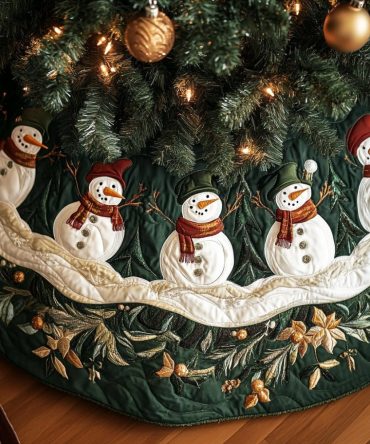 Frosty Festivity Holiday Tree Skirt — Handmade Custom Christmas Skirt With Cheerful Motifs, Soft Felt & Personalization Available