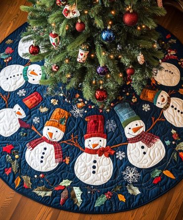 Elegant Frosty Flair Christmas Tree Skirt — Custom-Made Holiday Skirt, Luxe Felt, Embroidered Accents & Gift-Ready Presentation