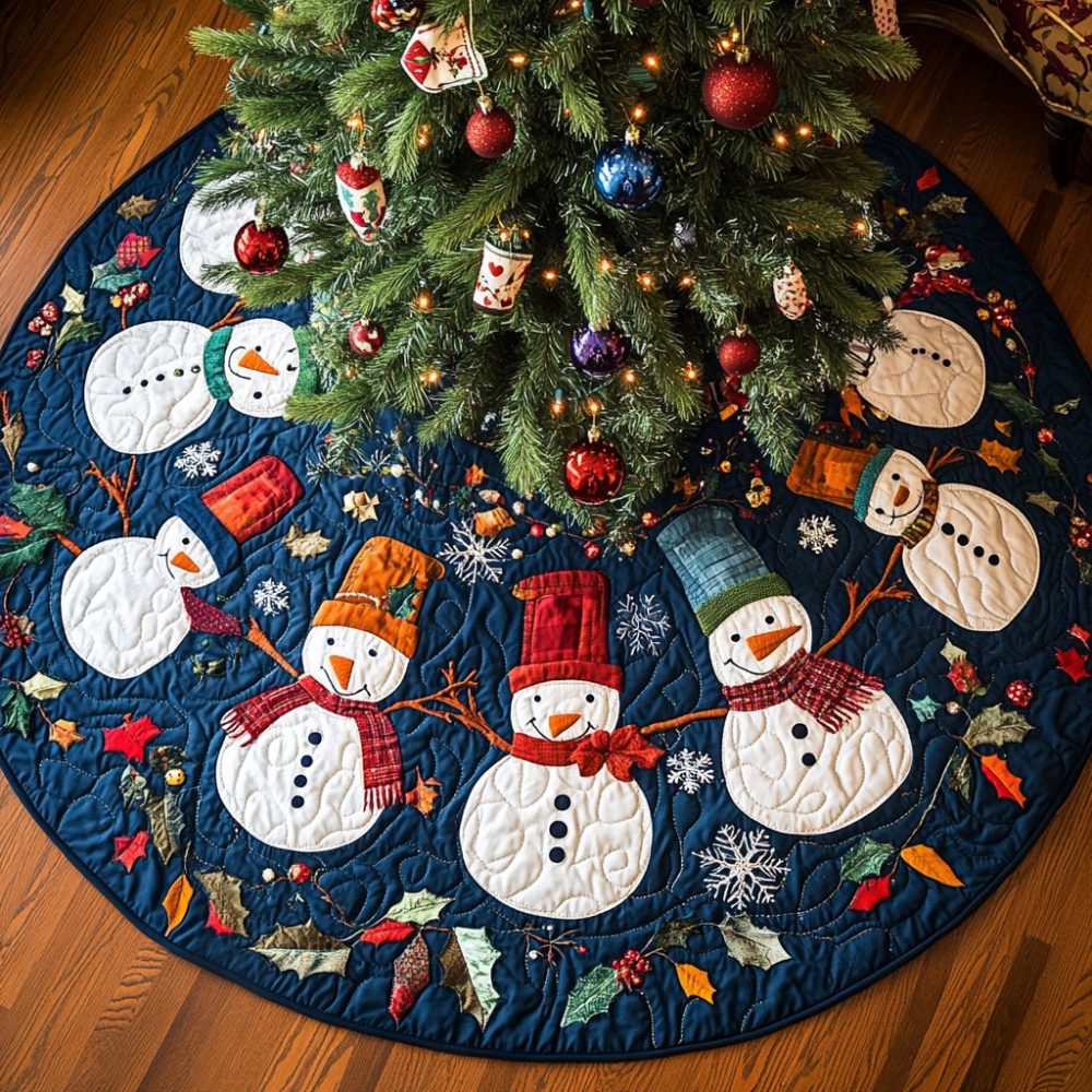 Elegant Frosty Flair Christmas Tree Skirt — Custom-Made Holiday Skirt, Luxe Felt, Embroidered Accents & Gift-Ready Presentation