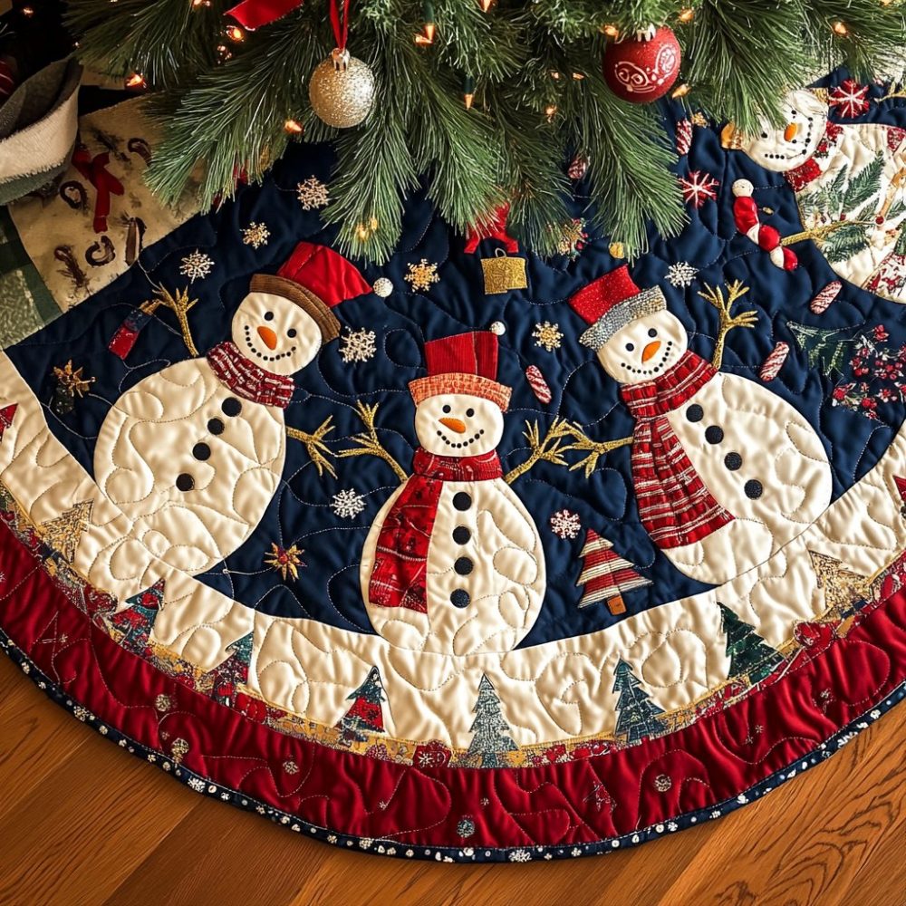 Custom Handmade Frosty Frolic Holiday Tree Skirt — Premium Personalized Christmas Tree Skirt In Soft Felt, Gift-Ready & Made To Order