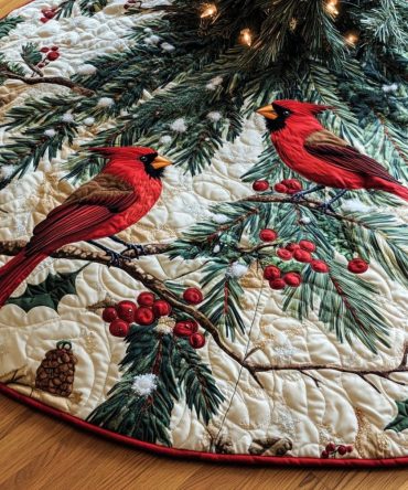 Frosty Nightfall Holiday Tree Skirt — Luxurious Custom Christmas Tree Collar With Night Sky Motif, Personalized Options & Plush Felt