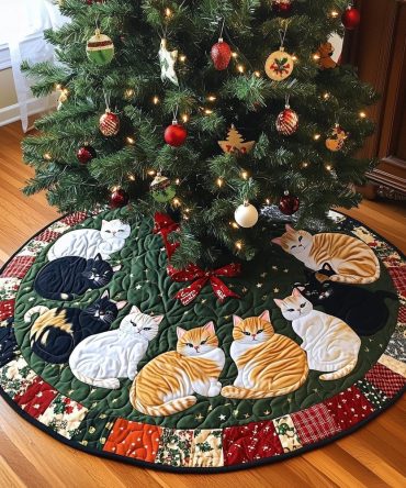 Furry Festivities Christmas Tree Skirt — Playful Pet-Themed Holiday Skirt, Handmade Custom Options For Dogs, Cats & Small Pets