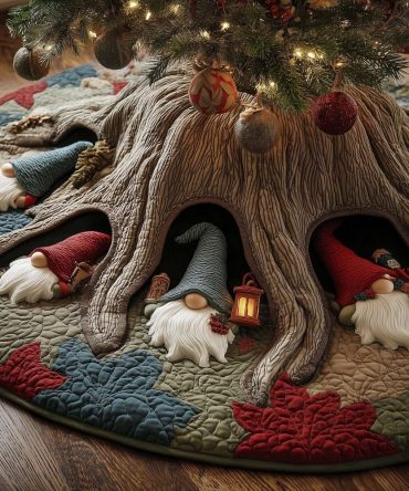 Forest Root Canopy Gnome Tree Skirt - Handmade Nature-Inspired Christmas Skirt, Custom Sizes & Colors, Made To Order