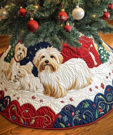 Handmade Westie Snowbank Christmas Tree Skirt - Custom Winter Dog Holiday Decor, Personalized Pet-Themed Tree Skirt For Home