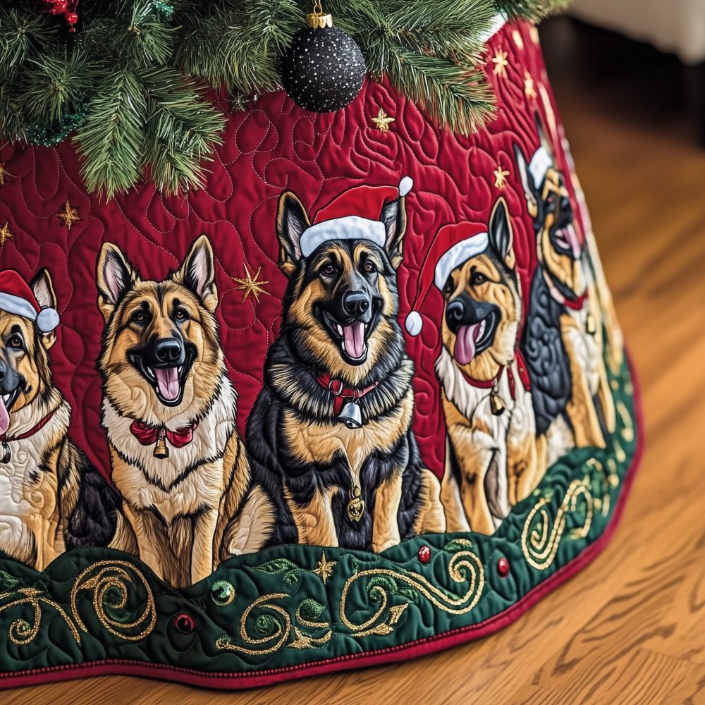 Personalized German Shepherd Christmas Tree Skirt - Custom Holiday Pet Decor, Premium Made To Order Plush Mat