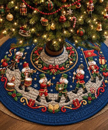 Custom Nutcracker Holiday Parade Tree Skirt • Personalized Parade Scene Christmas Base Cover — Handmade Unique Decor
