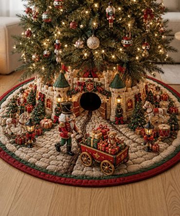 Custom Nutcracker Castle Gate Adventure Tree Skirt • Personalized Castle Scene Christmas Base Cover — Handmade