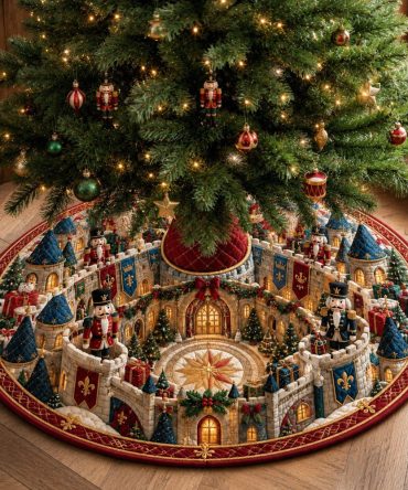 Custom Nutcracker Royal Courtyard Tree Skirt • Personalized Regal Holiday Tree Base Cover — Handmade Festive Décor
