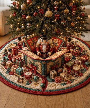 Custom Nutcracker Storybook Box Tree Skirt • Personalized Storybook Christmas Base Cover — Handmade Themed Holiday Decor