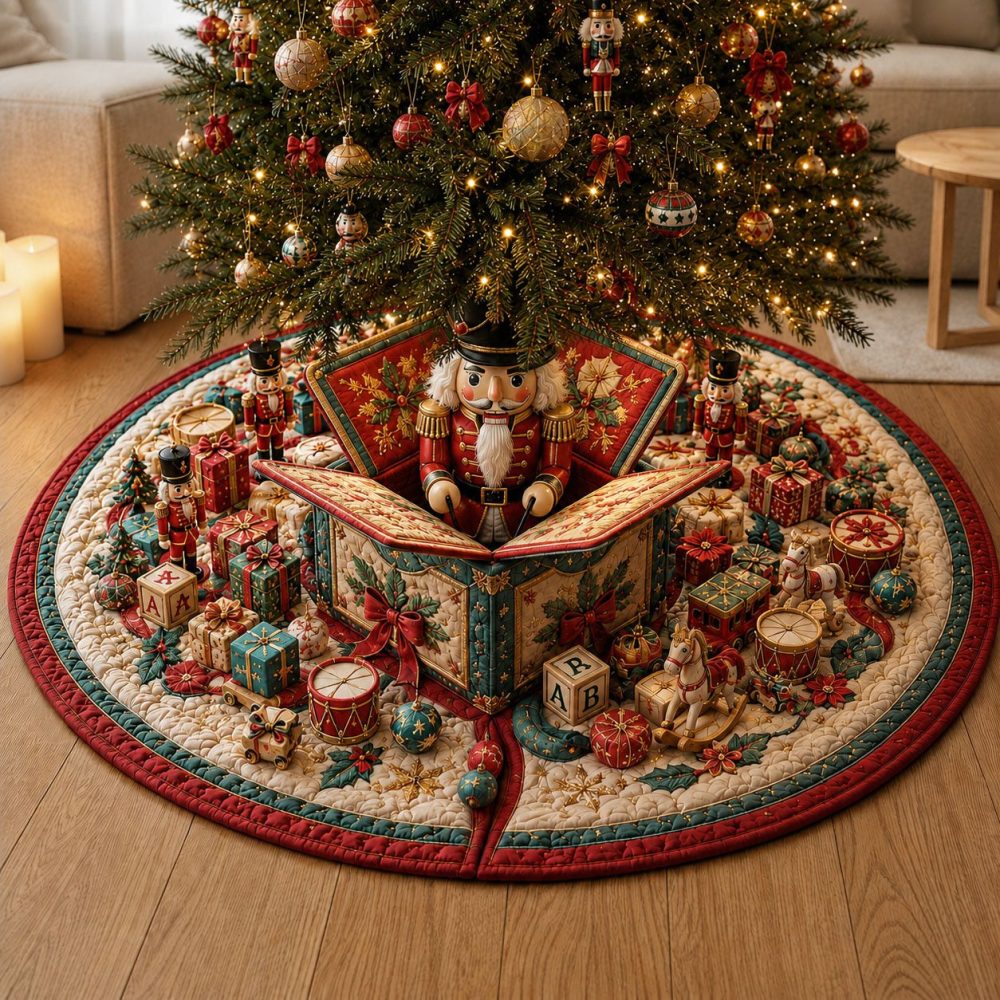 Custom Nutcracker Storybook Box Tree Skirt • Personalized Storybook Christmas Base Cover — Handmade Themed Holiday Decor