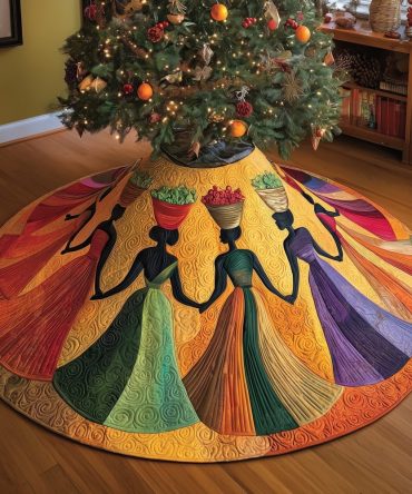 Rainbow Rays Women Silhouette Tree Skirt — Custom Made Colorful Christmas Skirt To Brighten Seasonal Displays And Gifts