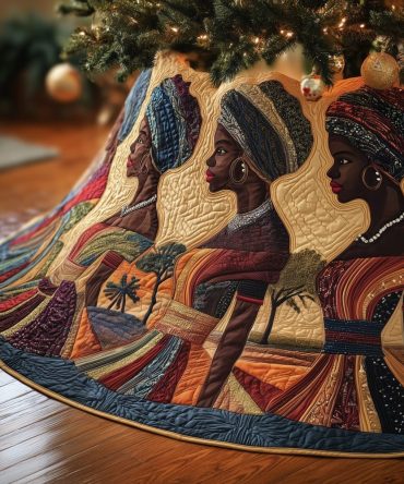 Earth-Tone Women Profile Tree Skirt — Warm, Made-To-Order Holiday Skirt With Organic Palette For Cozy Seasonal Styling
