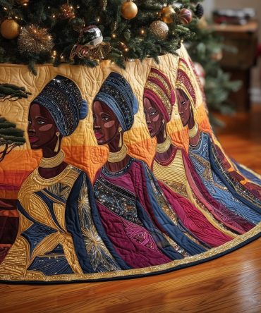 Vibrant African Headwrap Holiday Tree Skirt — Custom Made Christmas Decor With Bold Ethnic Prints To Brighten Your Home