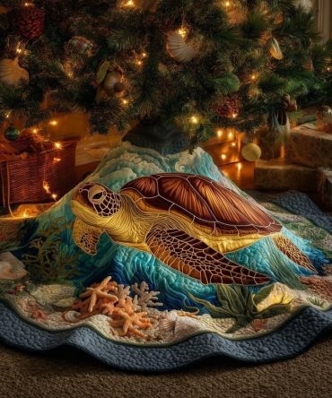 Sea Journey Christmas Tree Skirt - Coastal Nautical Holiday Base Cover, Custom Handcrafted Tree Skirt For Beach Lovers
