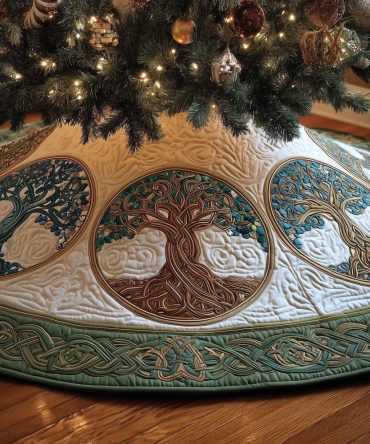 Tree Of Life Christmas Tree Skirt - Elegant Symbolic Holiday Tree Base, Custom Handcrafted Seasonal Decor, Personalized Options