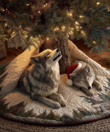 Handcrafted Custom Wolf Christmas Tree Skirt - Premium Rustic Woodland Tree Base Cover, Personalized Holiday Decor That Wows