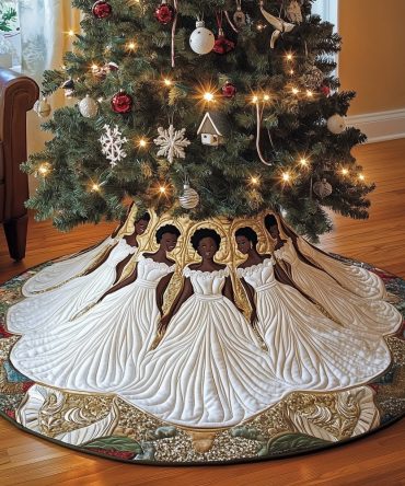 Flowing White Gowns Christmas Tree Skirt — Classic Handmade Elegant Holiday Skirt, Customized Fit & Premium Fabrics